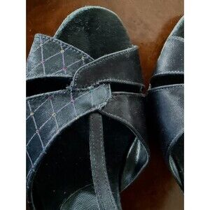 COAST Dance Shoes Black Satin Ballroom Shoe Tango 2" inch heel size 8 1/2 Latin